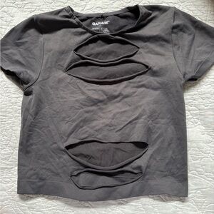 Garage Gray Cut-Out Short Sleeve T-Shirt